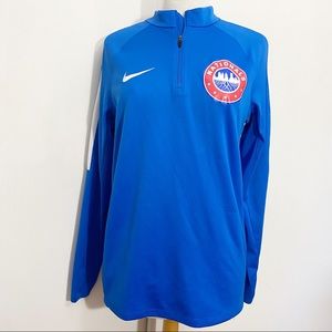 NIKE “Nationals” dri fit top zip neck long sleeve thumb holes polyester M